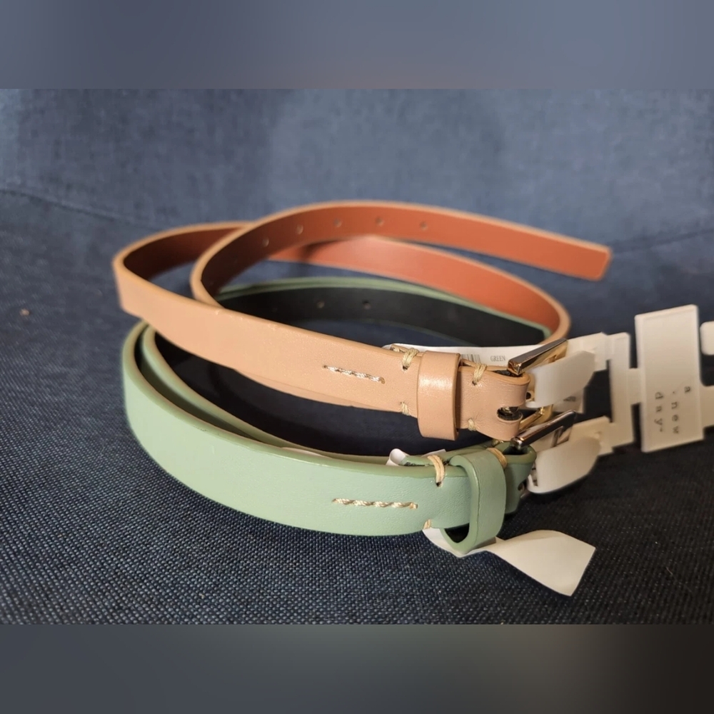 a new day Green and Tan Women's Belt Set